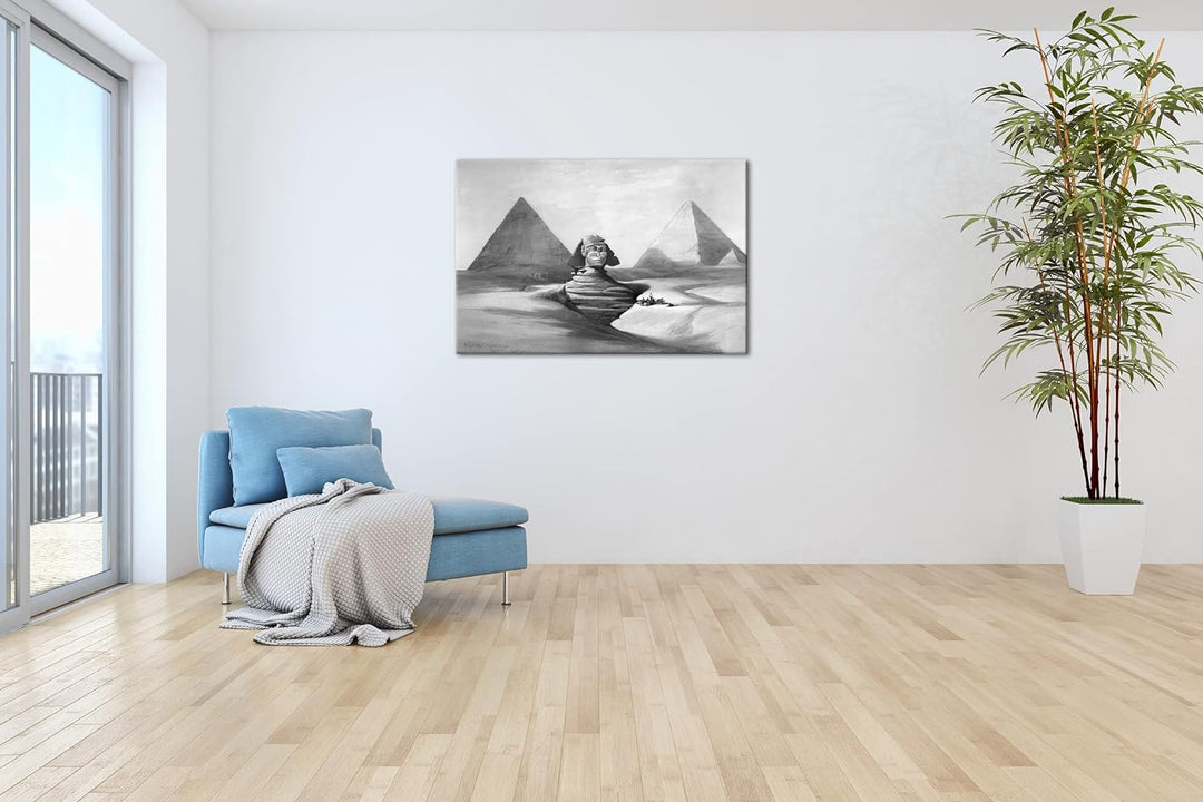 deyoli gezeichnete Pyramiden von Gizeh Format: 80x60 Effekt: Schwarz&Weiss als Leinwandbild, Motiv f