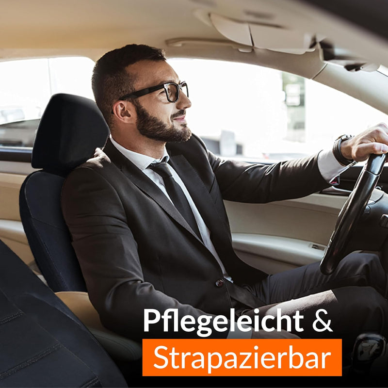 Upgrade4cars Auto-Sitzbezüge Vordersitze | Kunst-Leder Schonbezüge Set Universal Schwarz | Auto-Zube