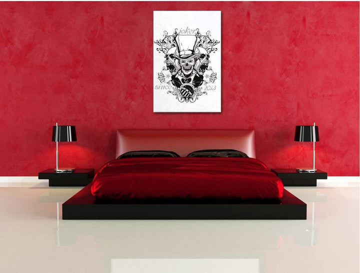 Joker white Leinwandbild Bild auf Leinwand, XXL riesige Bilder fertig gerahmt mit Keilrahmen, Kunstd