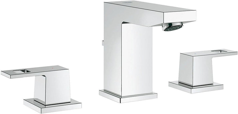 GROHE Eurocube 3-Loch-Badarmatur, Zugstange, Standard-Auslauf 20351000, Silber, Standard