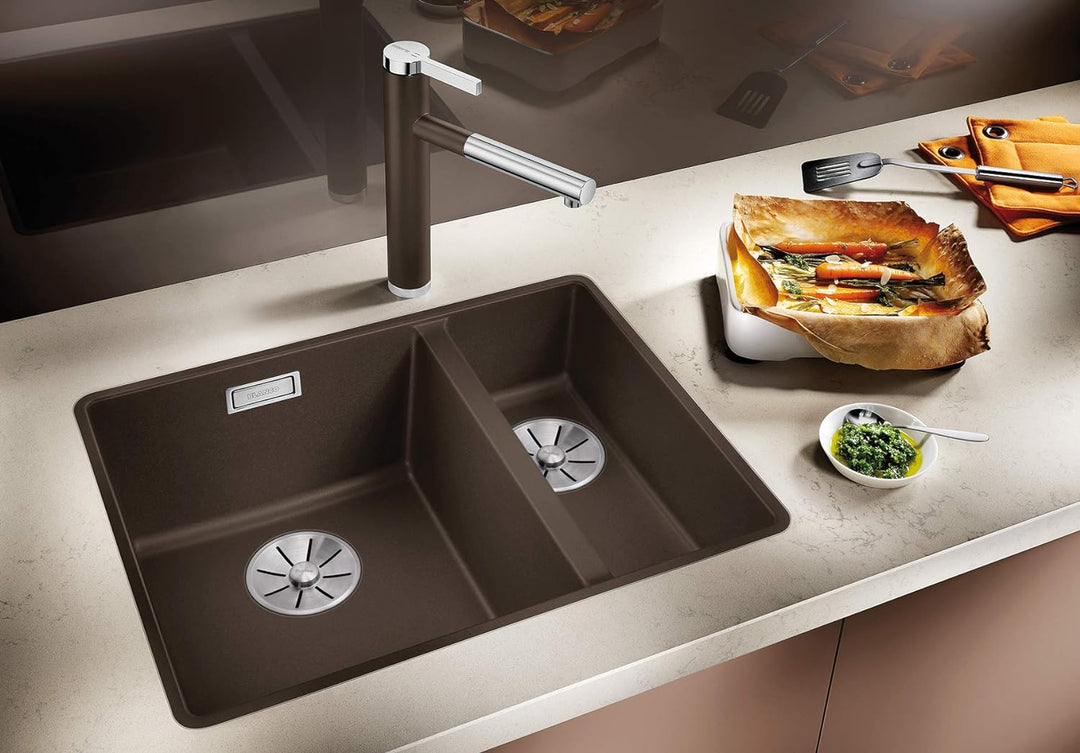 BLANCO SUBLINE 340/160-F | SILGRANIT weiss | Einbauart: Flächenbündig | Hauptbecken links | ohne Abl