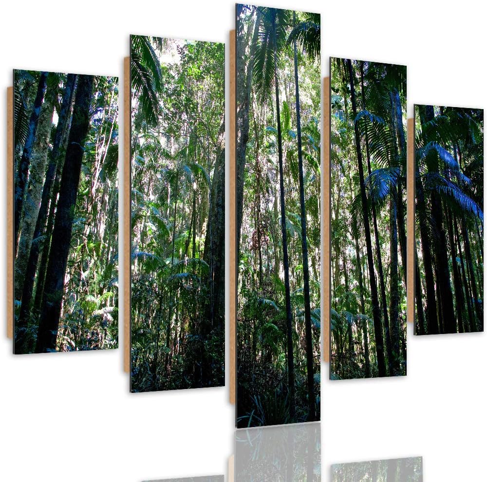 Bilder 5 Teilig Natur Deco Panel Kunst Wald Landschaft Bäume grün 100x70 cm Deco panel 100x70 cm G,