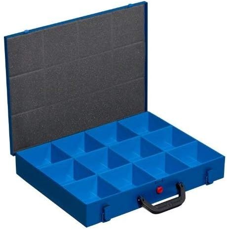 Kleinteilekoffer, Stahlblech, EuroPlus Metall 44/12x63, blau, 12 Einsätze, dicht schliessend