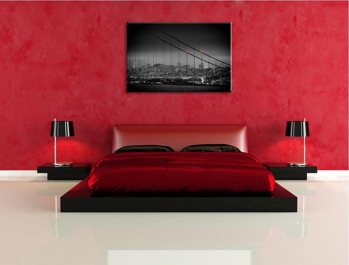 Skyline von San Francisco schwarz/weiss Format: 100x70 auf Leinwand, XXL riesige Bilder fertig gerah
