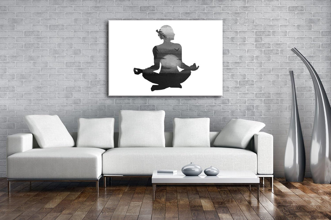 deyoli Sonnenstrahlen Meditation Format: 80x60 Effekt: Schwarz/Weiss als Leinwand, Motiv fertig gera