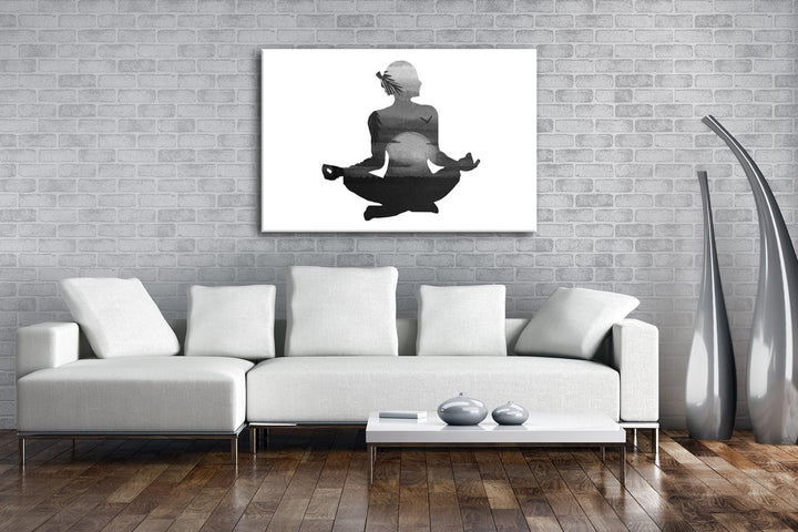 deyoli Sonnenstrahlen Meditation Format: 80x60 Effekt: Schwarz/Weiss als Leinwand, Motiv fertig gera