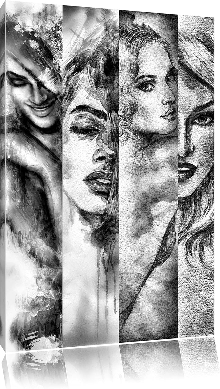 Monocrome, Haar Frisuren, Format: 100x70 auf Leinwand, XXL riesige Bilder fertig gerahmt mit Keilrah