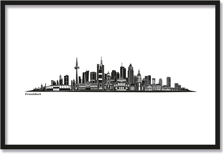 JUNIWORDS Poster mit/ohne Holzrahmen, Wähle ein Motiv, Skyline Frankfurt, Wähle eine Grösse, 30 x 40