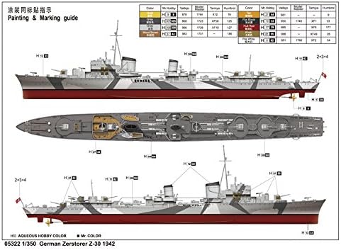 Trumpeter 05322 Modellbausatz German Zerstörer Z-30, 1942, Sortiert