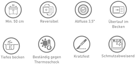VBChome Einbauspüle 77x55 Leinenstruktur Edelstahl Küchenspüle Spüle Ablagefläche Rechts Abtropffläc