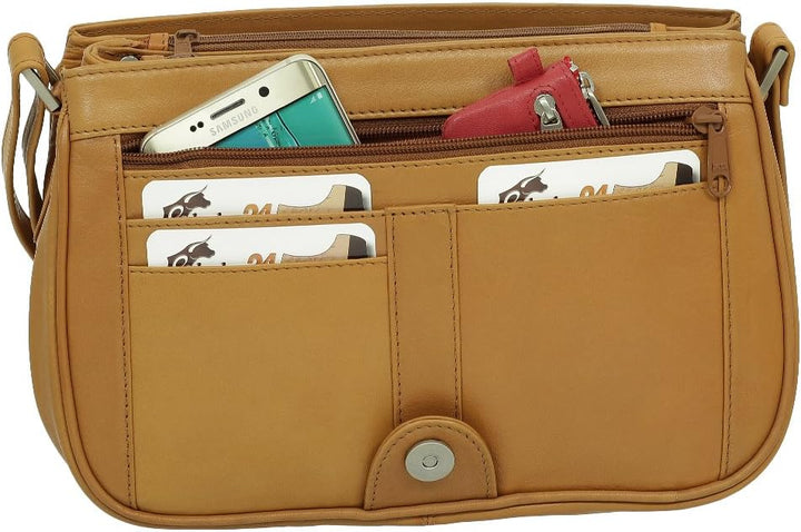 Ledershop24 Leder Damen Umhängetasche Schultertasche Festivaltasche Handtasche Tasche 28 cm vers. Fa