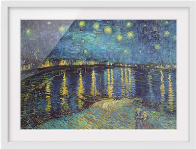 Bild mit Rahmen - V. Van Gogh - Sternennacht über der Rhône - Farbe Weiss 40x55cm 40cm x 55cm Weiss,