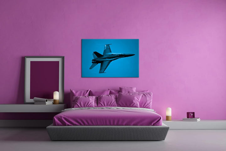 deyoli Blitz schneller Düsenjet Format 80x60 Effekt: Monocrome Blau als Leinwandbild, Motiv fertig g