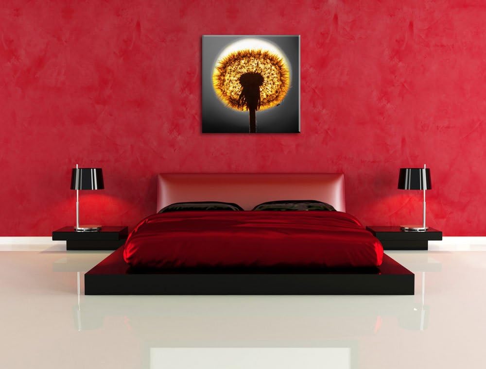 Pixxprint Pusteblume vor untergehender Sonne als Leinwandbild Quadratisch/Grösse: 70x70 / Wandbild/K