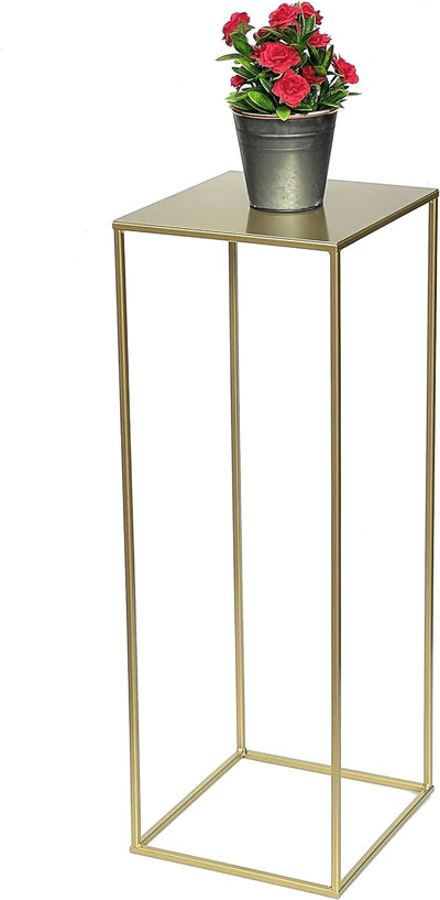 DanDiBo Blumenhocker Metall Gold Eckig 82-42 cm Blumenständer Beistelltisch 96406 Blumensäule Modern