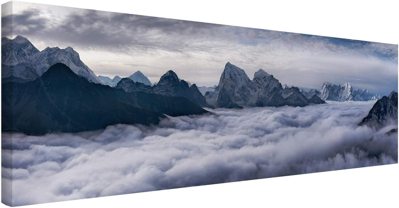 Leinwandbild - Wolkenmeer im Himalaya Panorama Bild auf Leinwand 30x90 cm 30cm x 90cm, 30cm x 90cm