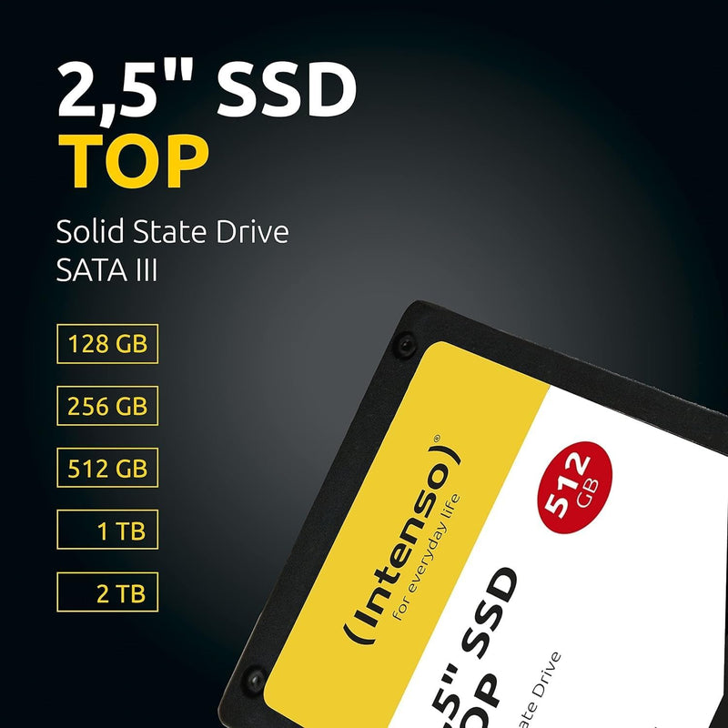 Intenso Interne 2,5" SSD SATA III Top, 2 TB, 550 MB/Sekunden, Schwarz 2TB Sata 2,5", 2TB Sata 2,5"