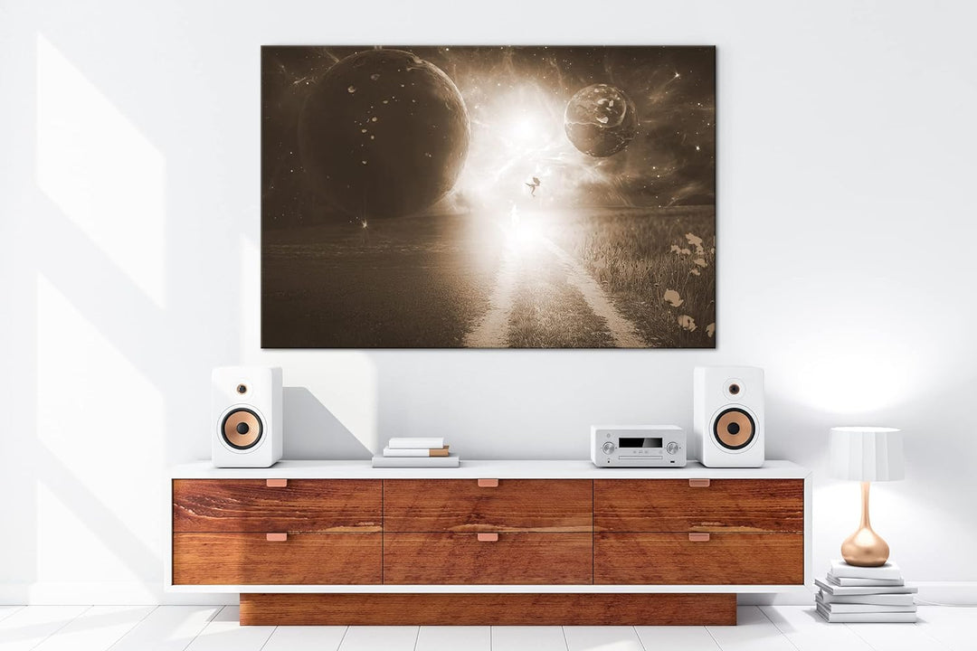 deyoli Fantasie Landschaft feuriger Drache Format: 80x60 Effekt: Sepia als Leinwandbild, Motiv ferti