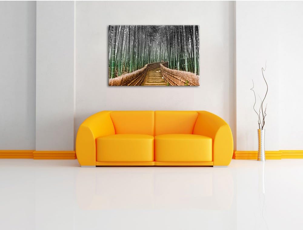 Pixxprint Kyoto Japan Bambuswald B&W Detail, Format: 100x70 auf Leinwand, 100x70