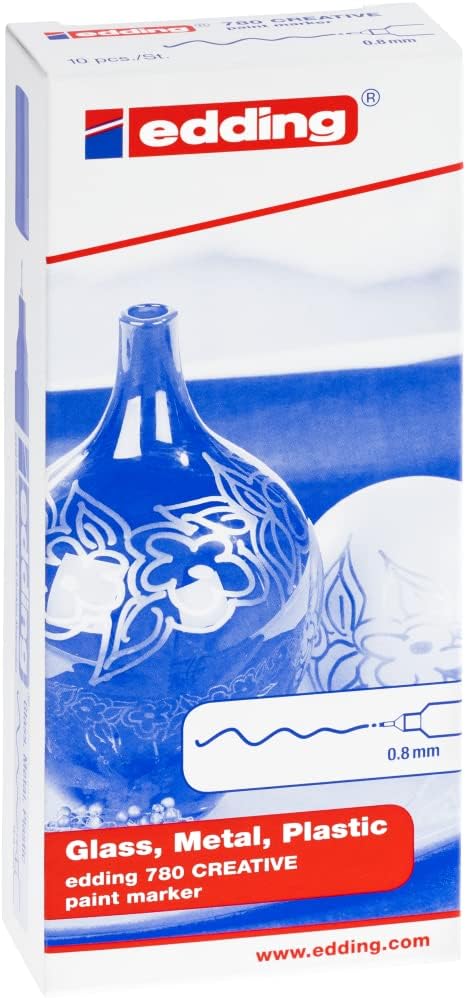 edding 780 Glanzlackmarker - schwarz - 10 Lackmarker - extra-feine Rundspitze 0,8 mm - Lackstift für
