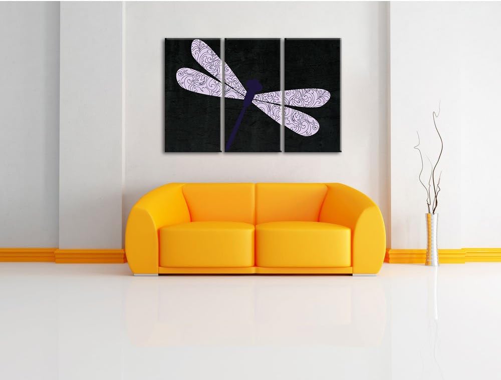 Pixxprint Hübsche Libelle als Leinwandbild/Grösse: 3 Teilig (120x80 cm) cm/Wandbild/Kunstdruck/ferti