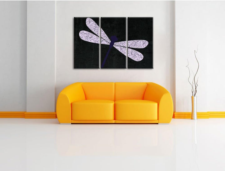 Pixxprint Hübsche Libelle als Leinwandbild/Grösse: 3 Teilig (120x80 cm) cm/Wandbild/Kunstdruck/ferti