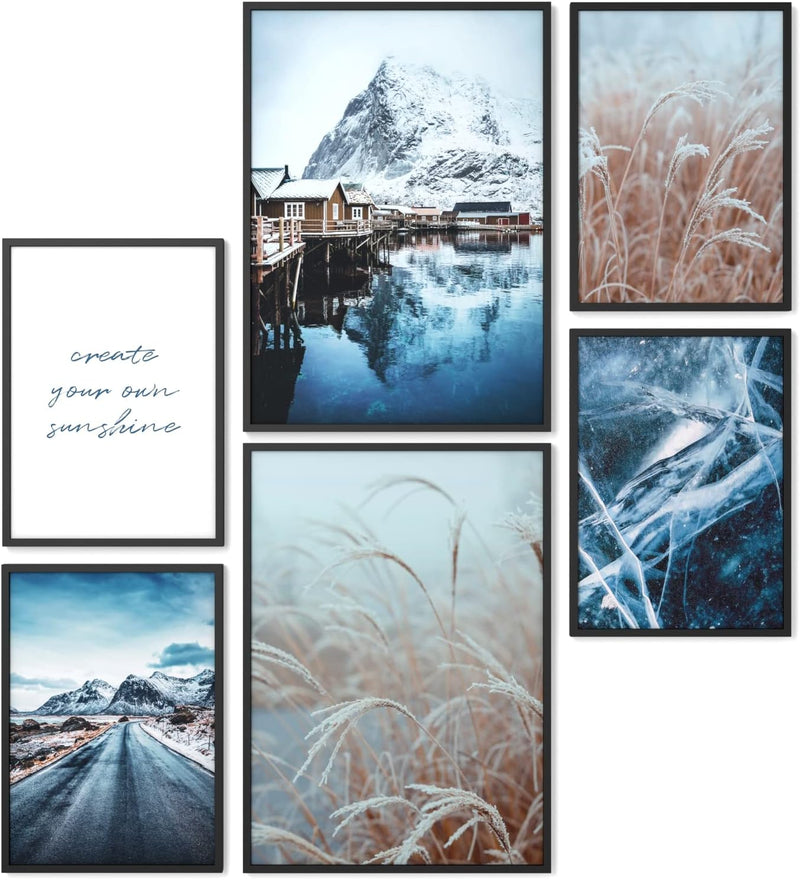 Papierschmiede® Mood Poster Set Swedish Winter, Bilder Wohnzimmer Deko Schlafzimmer, 2x 30x40 cm und