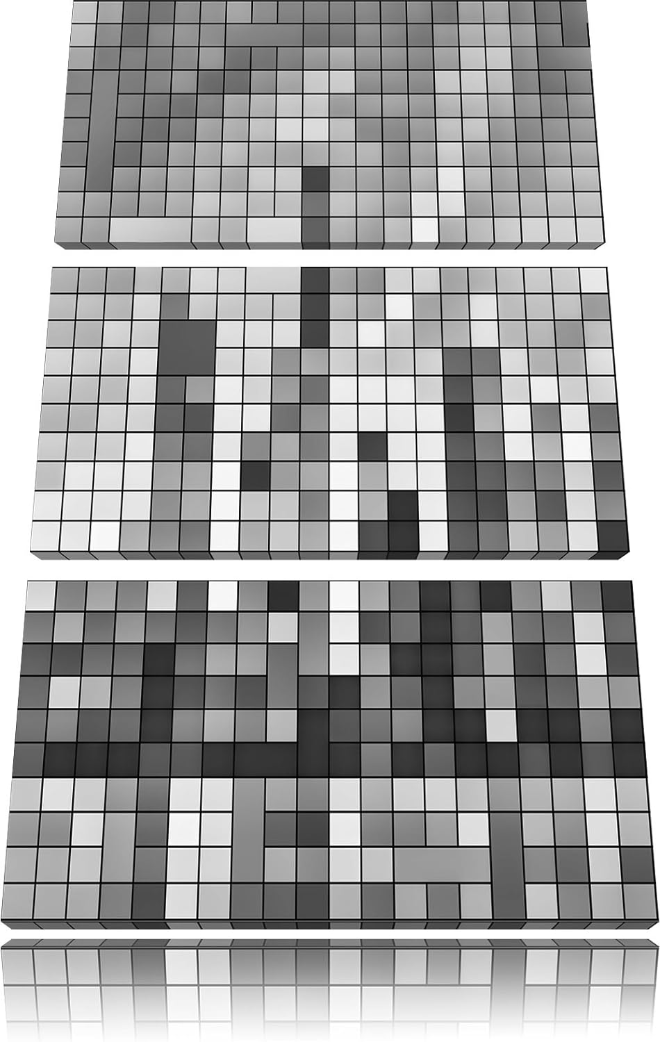 Monocrome, New York Pixel Skyline 3-Teiler Leinwandbild 120x80 Bild auf Leinwand