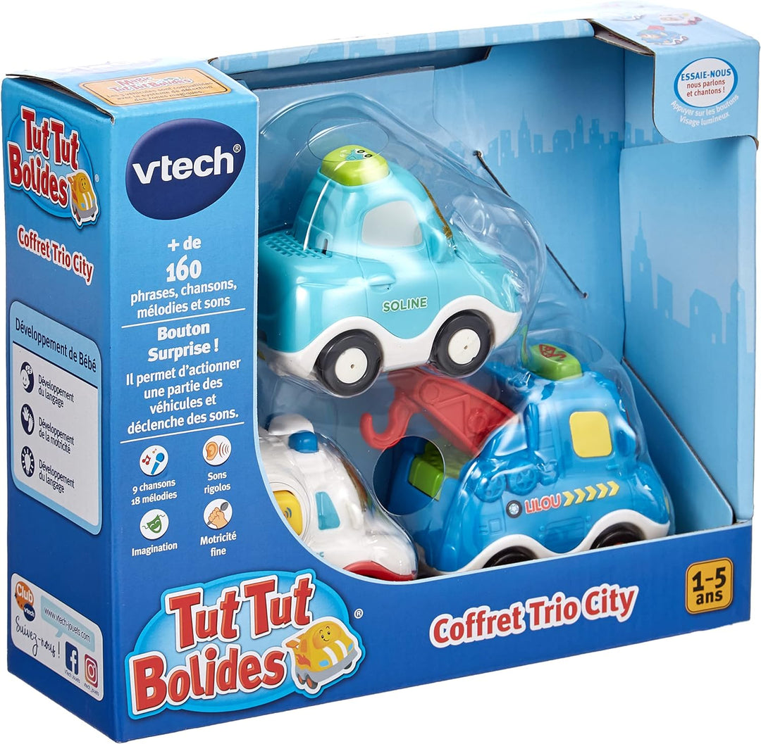 Vtech - 207325 - Jouet Musical - Tut Tut Bolides - Coffret Trio City - Taxi Jaune + Bus Rouge + 4 X
