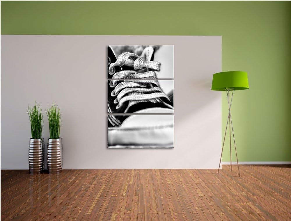 Pixxprint Trendige Schuhe / 3-Teilig/Gesamtmass 120cm Leinwandbild bespannt auf Holzrahmen/Wandbild