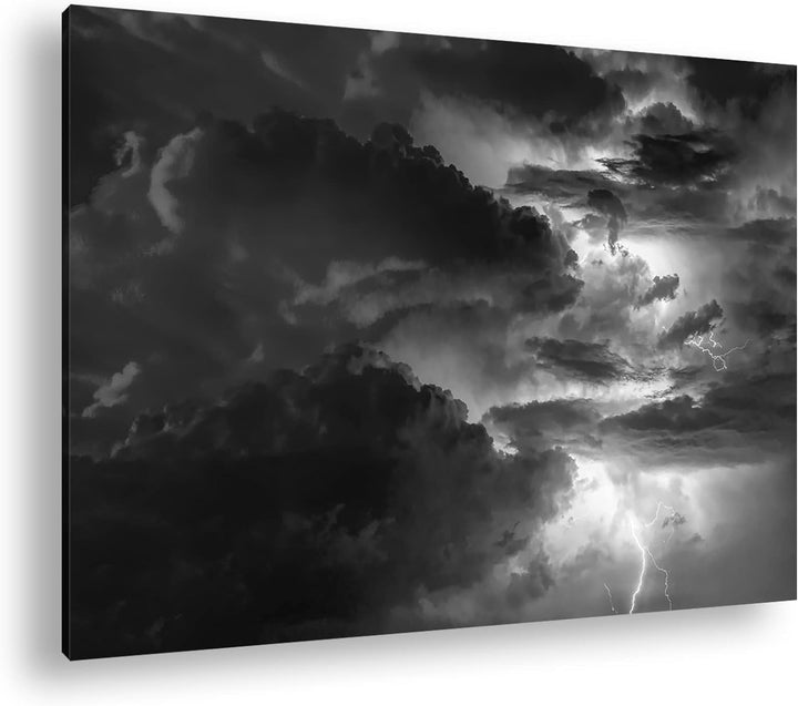 deyoli gewaltiges Gewitter Format: 80x60 Effekt: Schwarz&Weiss als Leinwandbild, Motiv fertig gerahm