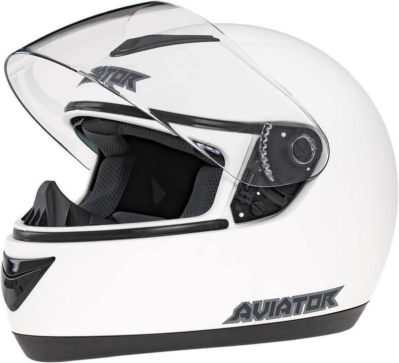 Integralhelm Mit Sonnenblende Weiss Matt Helm Motorradhelm Quad Klapphelm Schutz L - 59-60 cm, L - 5