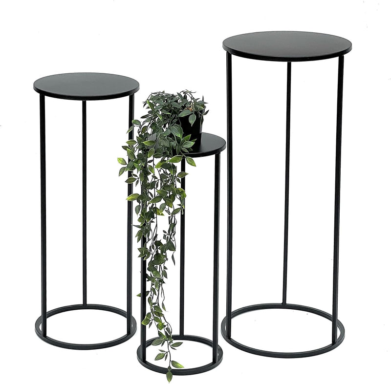 DanDiBo Blumenhocker Metall Schwarz Rund Blumenständer Beistelltisch 96316 3er Set Blumensäule Moder