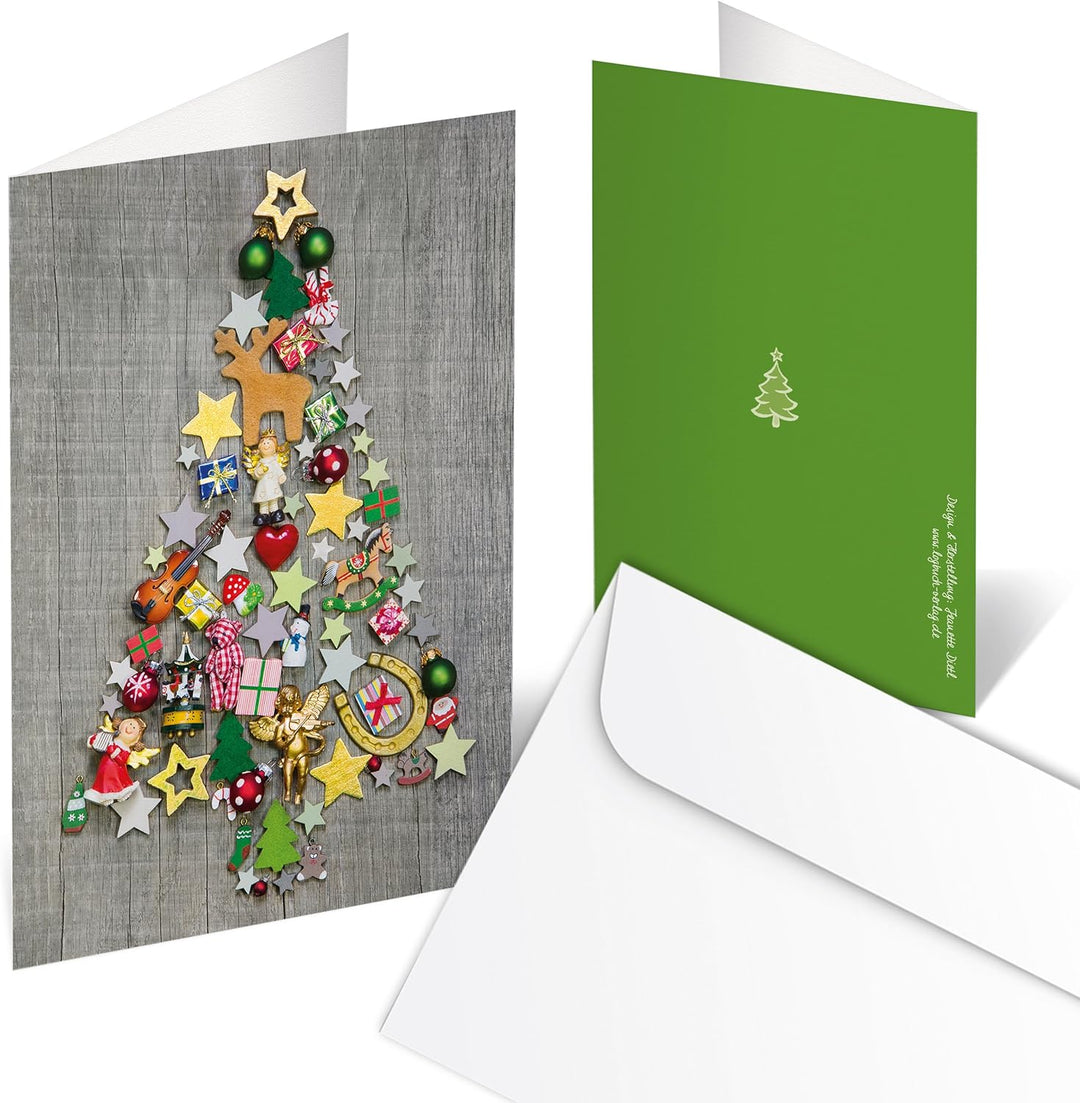 Logbuch-Verlag 100 Weihnachtskarten Baum Karten Weihnachten ohne Text mit Kuvert für Firmen