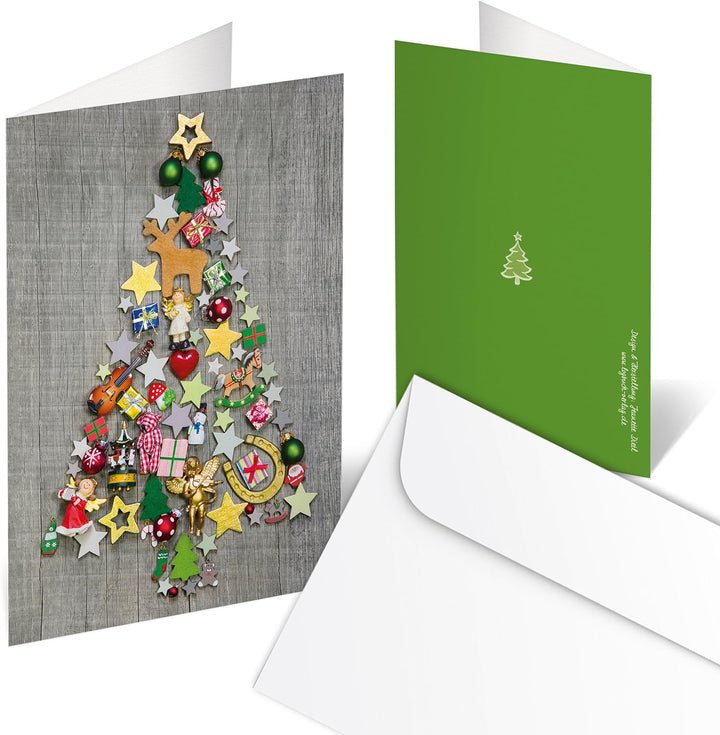 Logbuch-Verlag 100 Weihnachtskarten Baum Karten Weihnachten ohne Text mit Kuvert für Firmen