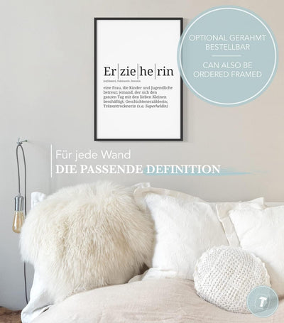 Papierschmiede® Definition: Erzieherin, DIN A1 (59x84 cm), XXL Poster für Wohnzimmer, Schlafzimmer,