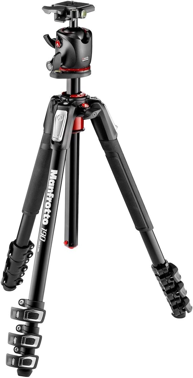 Manfrotto MK190XPRO4-BHQ2 Stativ, Digitalkamera (2,55°kg, Aluminium, Schwarz) Aluminium-Set mit 4 Ab