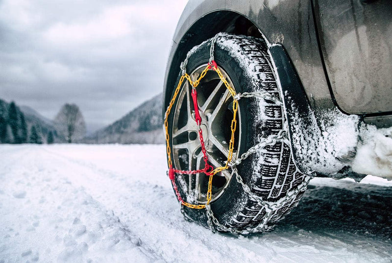 Lescars Anfahrhilfe: Schneeketten Grösse M für Reifen 205/55 R16 u.v.m., inkl. Transportbox (Anfahrh