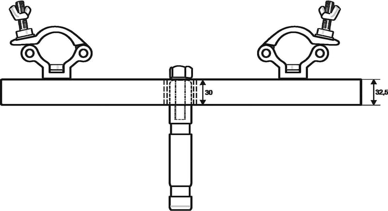 EUROLITE TAH-52 Traversenadapter mit Zapfen | Horizontaler Adapter mit TV-Zapfen von 160 - 405 mm, M