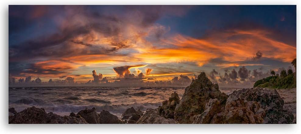 Wandbild Landschaft Modern Deko Kunst Bilder Felsen Orange 100x40 cm Deko Paneel 100x40 cm Orange_a,