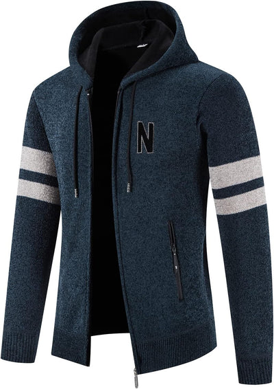 GLESTORE Herren Strickjacke Slim Fit Cardigan Jacke Sweatjacke Langarm Hoodie Fleecejacke mit Reissv