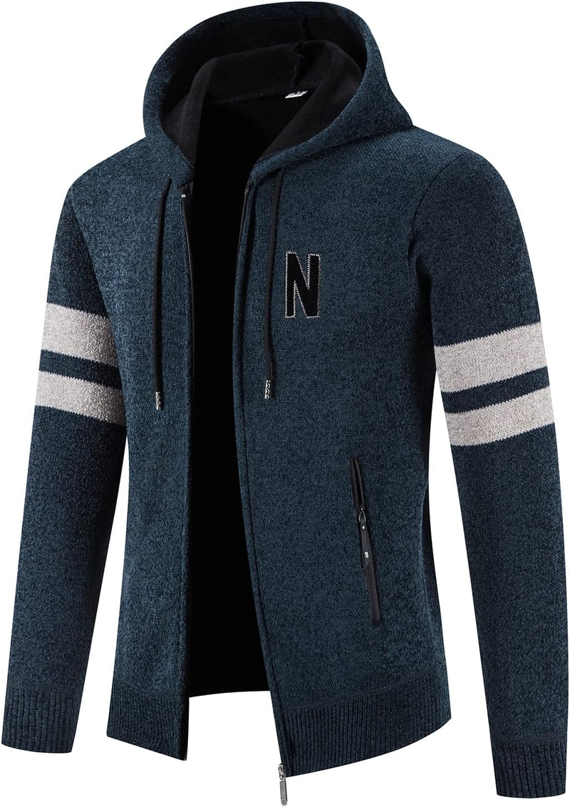GLESTORE Herren Strickjacke Slim Fit Cardigan Jacke Sweatjacke Langarm Hoodie Fleecejacke mit Reissv