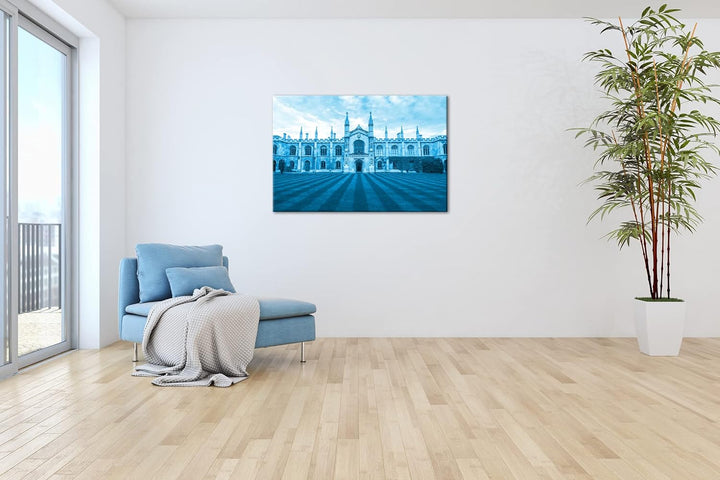 Cambridge Denkmal in der USA Format 80x60 Effekt: Monocrome Blau als Leinwandbild, Motiv fertig gera