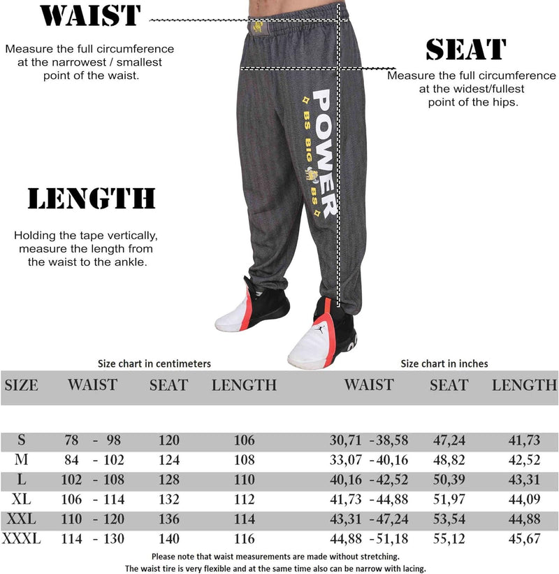 BIG SM SPORTSWEAR MUSCLEWEAR Herren Sporthose Jogginghose Trainingshose Bodyhose Bodybuilding 839 sc