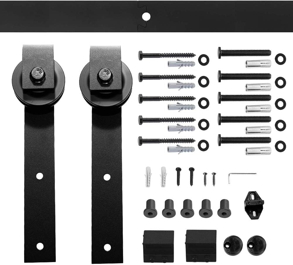 LWZH 5FT/152 cm Schiebetürbeschlag Set Barn Door Hardware Kit Laufschienen für Schiebetür Hängeschie