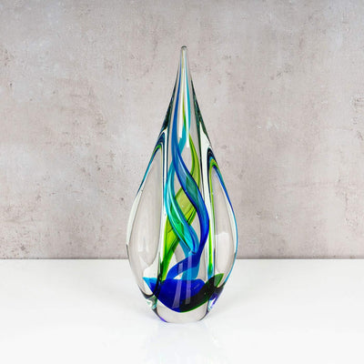 levandeo Designer Skulptur 34cm Hoch Glas Design Glasskulptur Glasdeko Blau Grün Unikat Tischdeko De