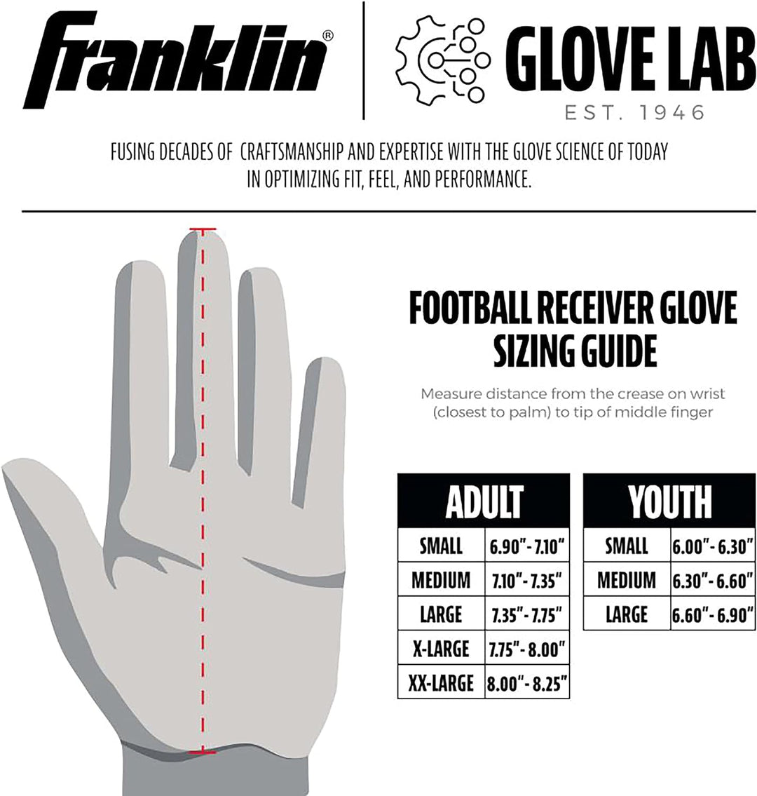 Franklin Sports Supratak Fussball Receiver Handschuhe weiss / chrom XL, weiss / chrom XL