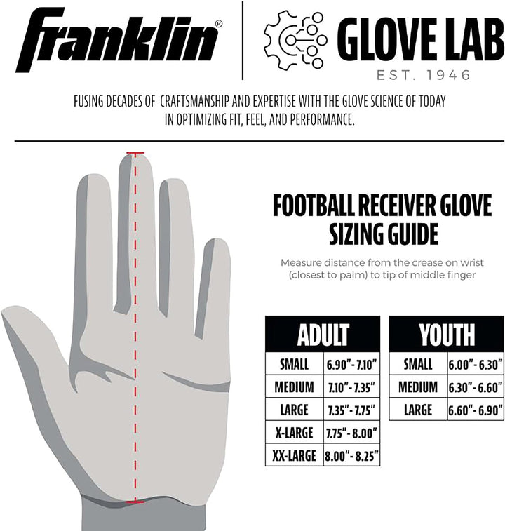 Franklin Sports Supratak Fussball Receiver Handschuhe weiss / chrom XL, weiss / chrom XL