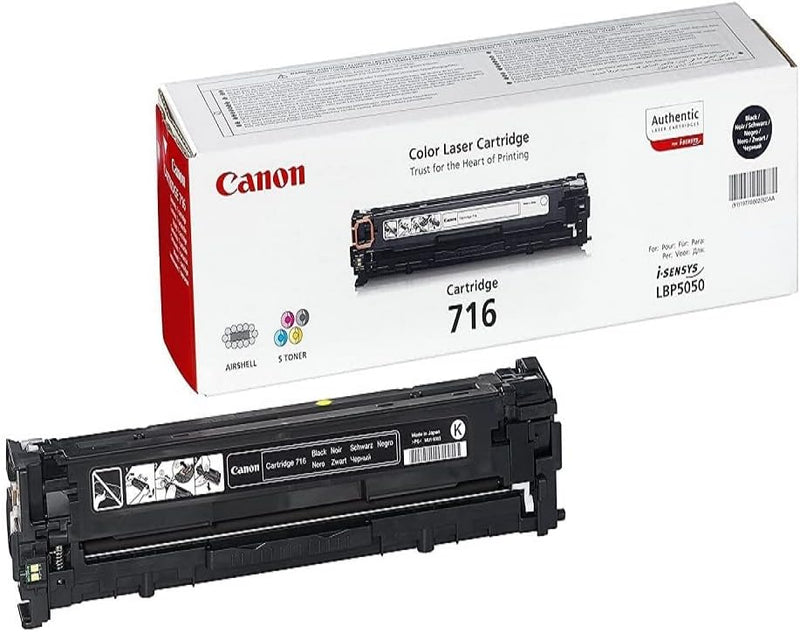 Canon 716 Bk original Toner Schwarz für ISensys Laserdrucker Toner Cartridge Schwarz, Toner Cartridg