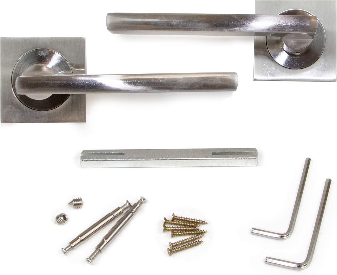 Emuca - Türgriffe für Innenttüren, 5-fach Türgriff-Set mit Rosetten für Zimmertüren 50x50 mm, Alumin